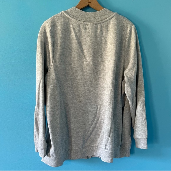 AVA & VIV Gray Zip Up Sweatshirt Sweater Sport Active 1X Soft Lounge Casual - Picture 9 of 12